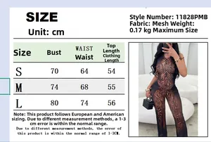 Detaillierte Größentabelle für das sexy Mesh-Halter-Top und weite Hosen-Set
