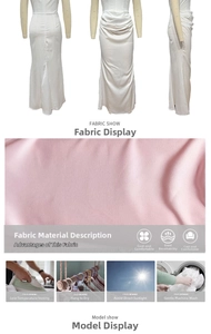 Vue détaillée de la robe sirène blanche taille haute avec fronces et texture de tissu rose