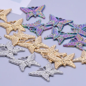 Butterfly charms in gold silver and rainbow finishes for DIY jewelry necklaces