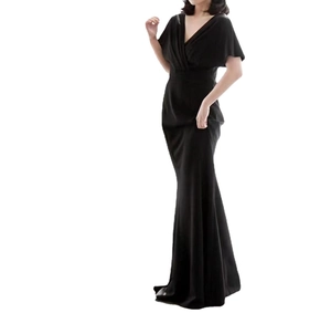 Elegantes schwarzes Abendkleid mit V-Ausschnitt und schmaler Meerjungfrau-Silhouette
