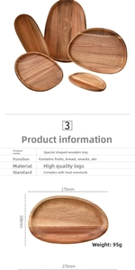 Detailed view of irregular acacia wood tray showing natural grain and 175mm size specs