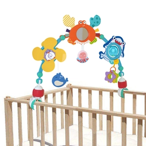 Colorful hanging baby crib mobile arch with sea animals for strollers and car seats