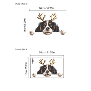 Christmas Cavalier King Charles Spaniel dog wall sticker with golden antlers decal