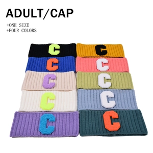 Bandeau En Tricot Avec Patch Lettre C En Chenille Serre-Tête Chaud À Côtes Pour Sports D'Hiver Accessoire Cheveux