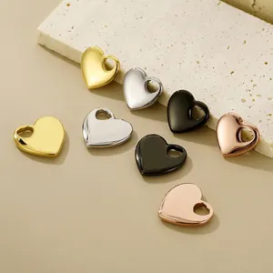 Heart Shaped Pendants Stainless Steel Gold Plated Mirror Polished Charms For DIY Jewelry Making Minimalist Fashion Metal Findings