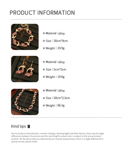 Detailed sizing and material information for vintage red enamel jewelry set