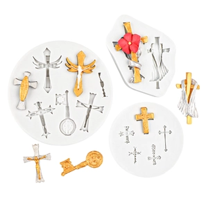 Silikonform mit Kreuz und Schlüssel für DIY Backen und Bastelprojekte