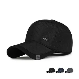 Men Winter Quilted Baseball Cap With Earflaps Windproof Thermal Outdoor Casual Sport Hat For Dads