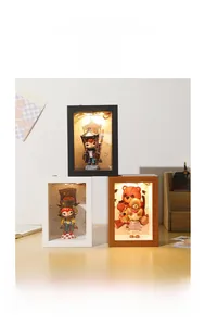 3D LED shadow box frame showing detailed wood, white, and black display options