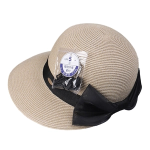 Damen Strohhut in Beige mit schwarzer Schleife, UPF 50+ UV-Schutz und atmungsaktiv