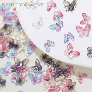 Butterfly Nail Charms 3D Resin Ornaments Aurora Gradient Flatback Nail Art Decorations Kawaii Fairy Style DIY Accessories