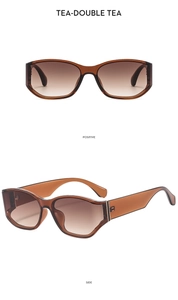 Dual view of oversized tea-brown gradient sunglasses with wide curved temples