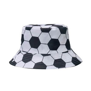 Wende-Sonnenhut für Herren mit klassischem schwarz-weißem Fußballmuster für Outdoor-Sport