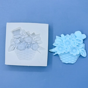 White square silicone mold for flower basket cake fondant and candle DIY crafts