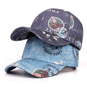 Gorra de Béisbol con Graffiti de Letras Vintage con Parche Beach Calling Bordado Retro Sombrero de Sol Denim Ajustable Unisex