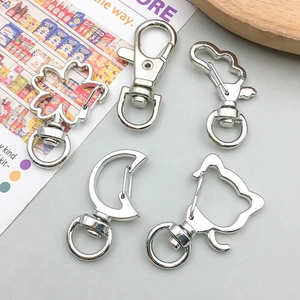 Various cute shaped metal lobster clasp keychains in silver finish for DIY jewelry making