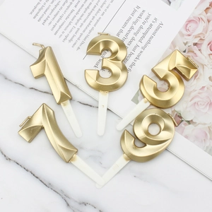 Gold diamond geometric number candles 1 3 5 7 9 for birthday cake party decoration