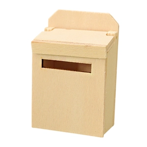 Miniature wooden dollhouse mailbox model in natural wood finish for Christmas DIY scenes