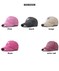 Détails des casquettes de baseball en coton avec broderie papillon en cinq couleurs
