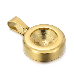 Polished gold stainless steel geometric birthstone pendant base for DIY jewelry making