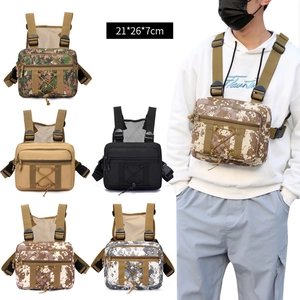 Men Tactical Chest Bag Oxford Water Resistant Camouflage Multi Pocket Adjustable Outdoor Utility Vest Rig