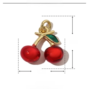 Detailed size and weight specs for cherry-shaped copper enamel charms for jewelry DIY