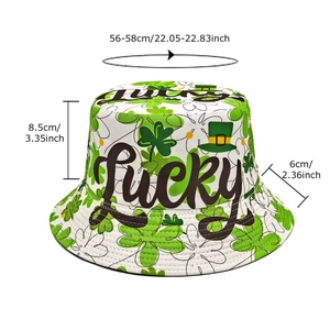 St. Patrick's Day Lucky Shamrock bucket hat with 56-58cm head circumference measurements