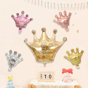 Golden crown foil balloon set in various colors and sizes for birthday party decoration