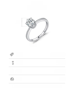 Detail of S925 sterling silver crown ring with 6mm zircon and technical dimensions
