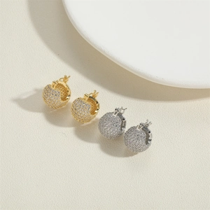 Elegant gold and silver pavé-set round hoop earrings with sparkling cubic zirconia crystals