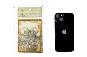 Detail view of butterfly stickers pack 105x180mm with sparkling laser gold finish