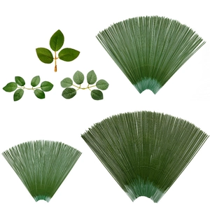 Green artificial flower stems and rose leaf accessories set for DIY floral arrangements
