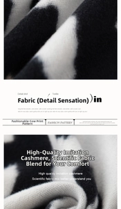 Macro detail of soft imitation cashmere fabric featuring fashion cow print patterns