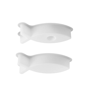 Minimalistische visvormige siliconen kabelorganizers in wit voor kabelbeheer