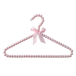 Elegant pink faux pearl hanger with decorative satin bow for children and pets