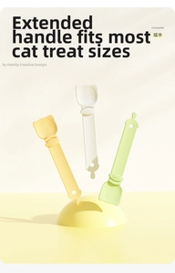 Cat treat squeezer spoon with long handle and cat ear design for pet feeding