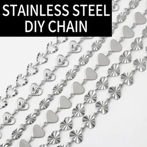 Stainless Steel Heart Shaped DIY Jewelry Making Chain Metal Link For Bag Necklace Bracelet Handcrafted Accessory