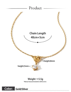 Detailed size specifications for heart pendant necklace with gold finish dimensions