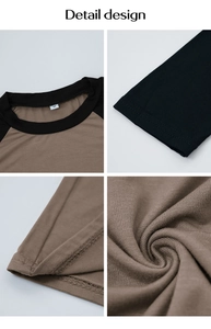 Dettagli del design con etichetta taglia M, maniche raglan, cuciture e tessuto a maglia