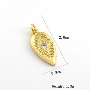 Macro detail of Evil Eye pendant with clear zircon inlay and 2cm height dimensions