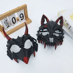 Halloween bloody devil and werewolf half-face masks for cosplay parties and events