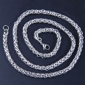 Stainless Steel Braided Wheat Chain Necklace For Men Minimalist Fashion Trendy Jewelry