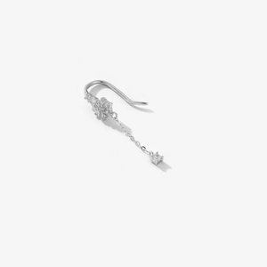 S925 sterling silver star fringe earrings with square zircon and long tassel chains