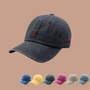 Vintage Washed Cotton Baseball Cap Retro Letter C Embroidery Adjustable Sun Hat For Men Women Casual Outdoor Dad Hat