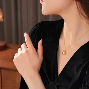 Elegant 18k gold plated apple pendant necklace featuring matte finish on o-link chain