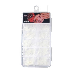 Short French half-cover nail tips in clear box with 100 pieces of transparent false nails