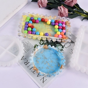 Detail of DIY silicone molds for rectangle and round bubble-edge resin trays