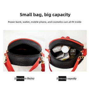 Internal view of litchi texture crossbody bag showing large capacity for essentials
