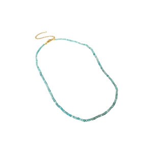 Minimalist sky blue beaded necklace with golden lobster clasp and extension chain