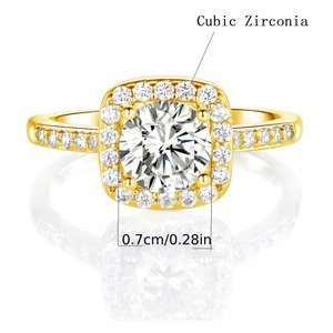 Macro detail of cubic zirconia ring with 0.7cm halo setting and side stone inlay